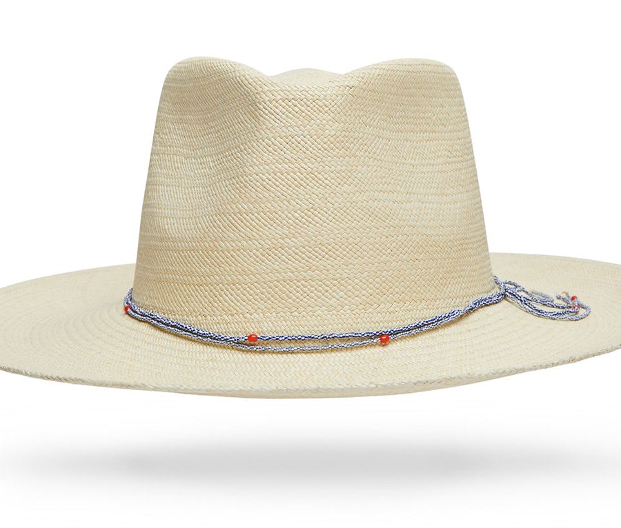 White Red Ecuadorian Straw Hat