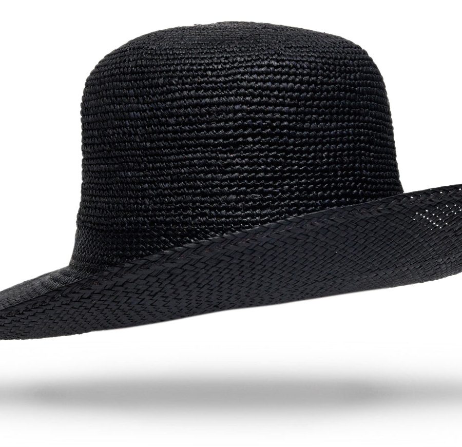 Black Toquilla Straw Hat with Ventilated Crown