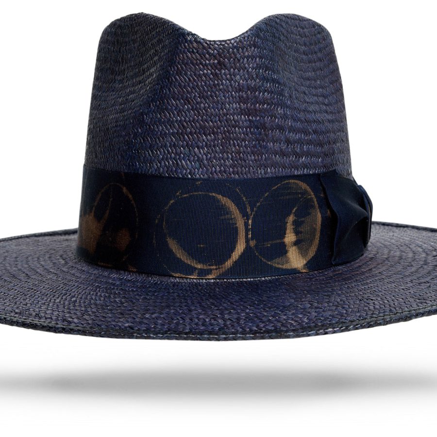 Indigo Natural Ecuadorian Straw Hat with Tonal Detail