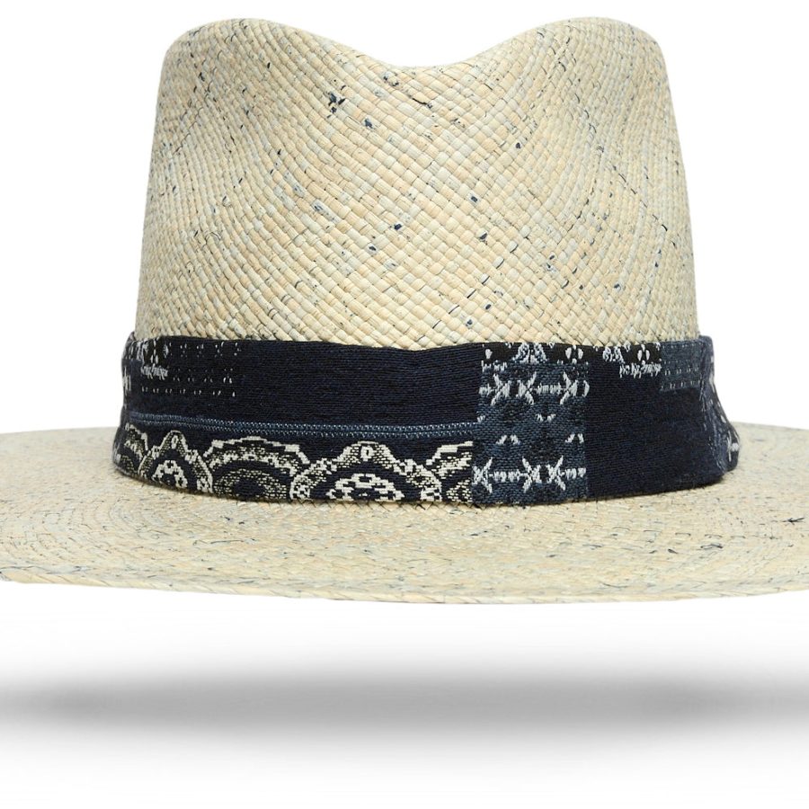 Indigo Natural Ecuadorian Straw Hat with Textured Band