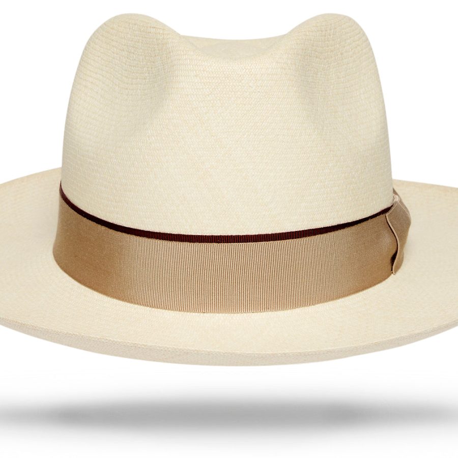 Brown Woven Straw Hat with Layered Detail