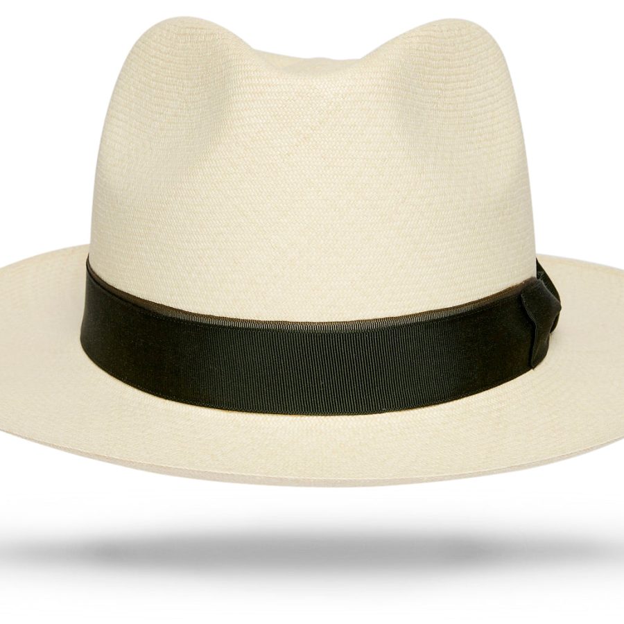 Brown Green Woven Straw Hat with Tonal Detail