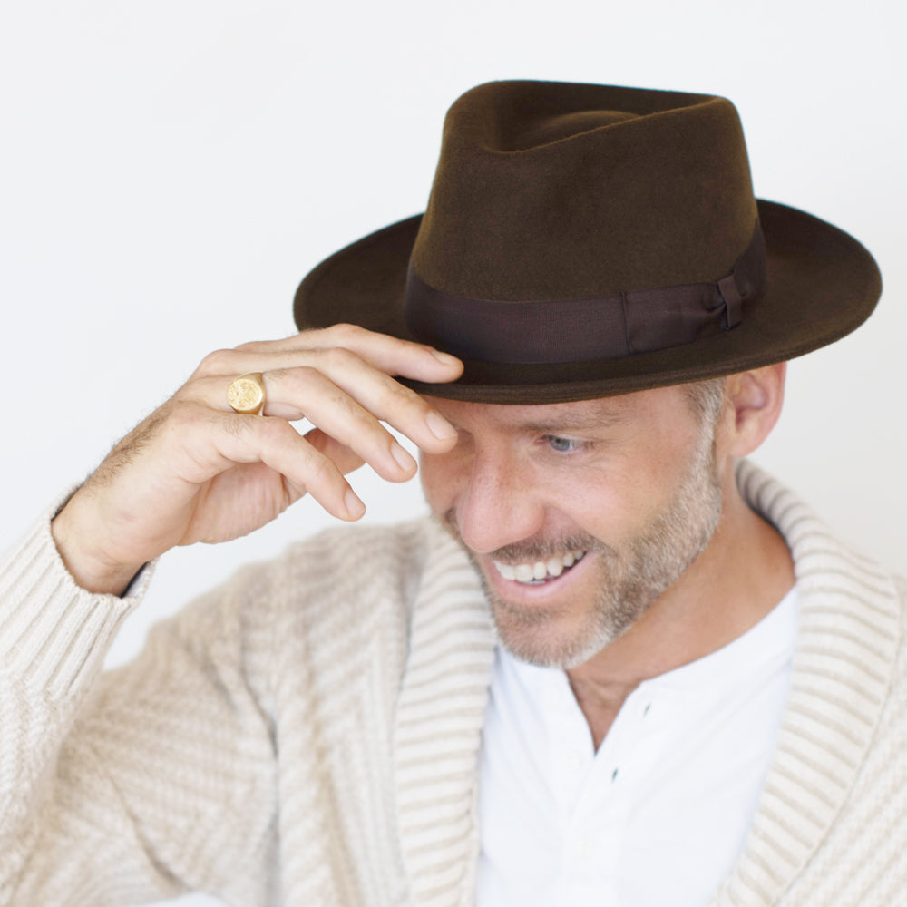 Outdoor Wool Felt Teardrop Crown Fedora Hat - Image 10