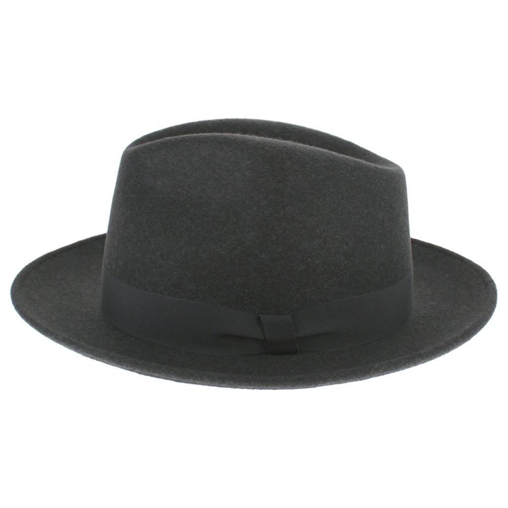 Refined Wool Felt Water Repellent Fedora Hat - Image 2