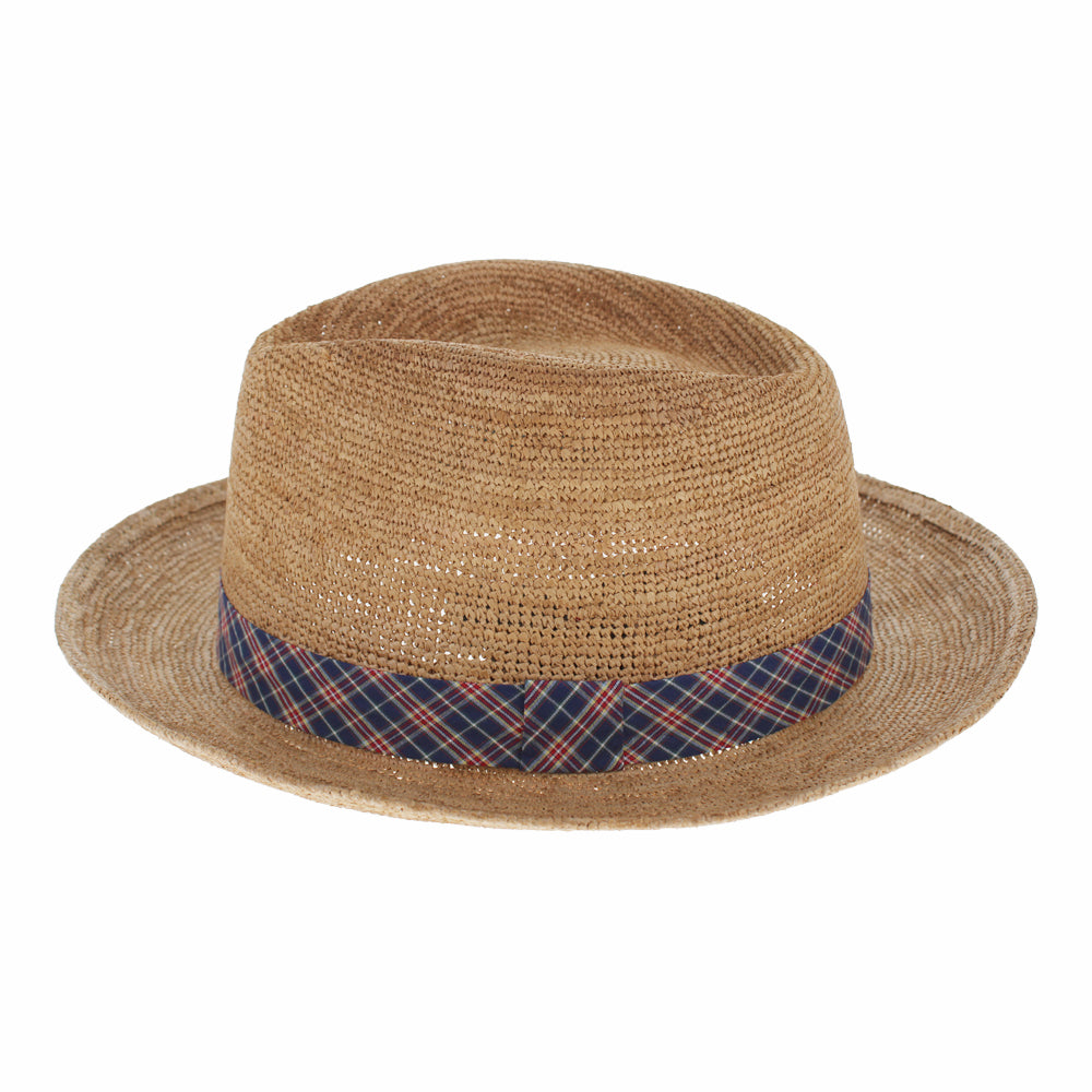 Textured Raffia Straw Packable Fedora Hat - Image 2