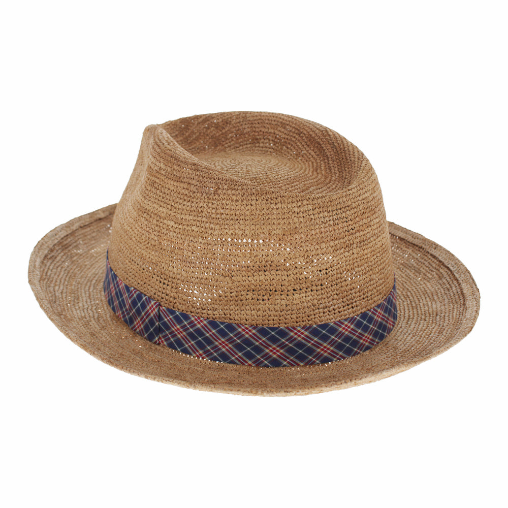 Textured Raffia Straw Packable Fedora Hat - Image 3
