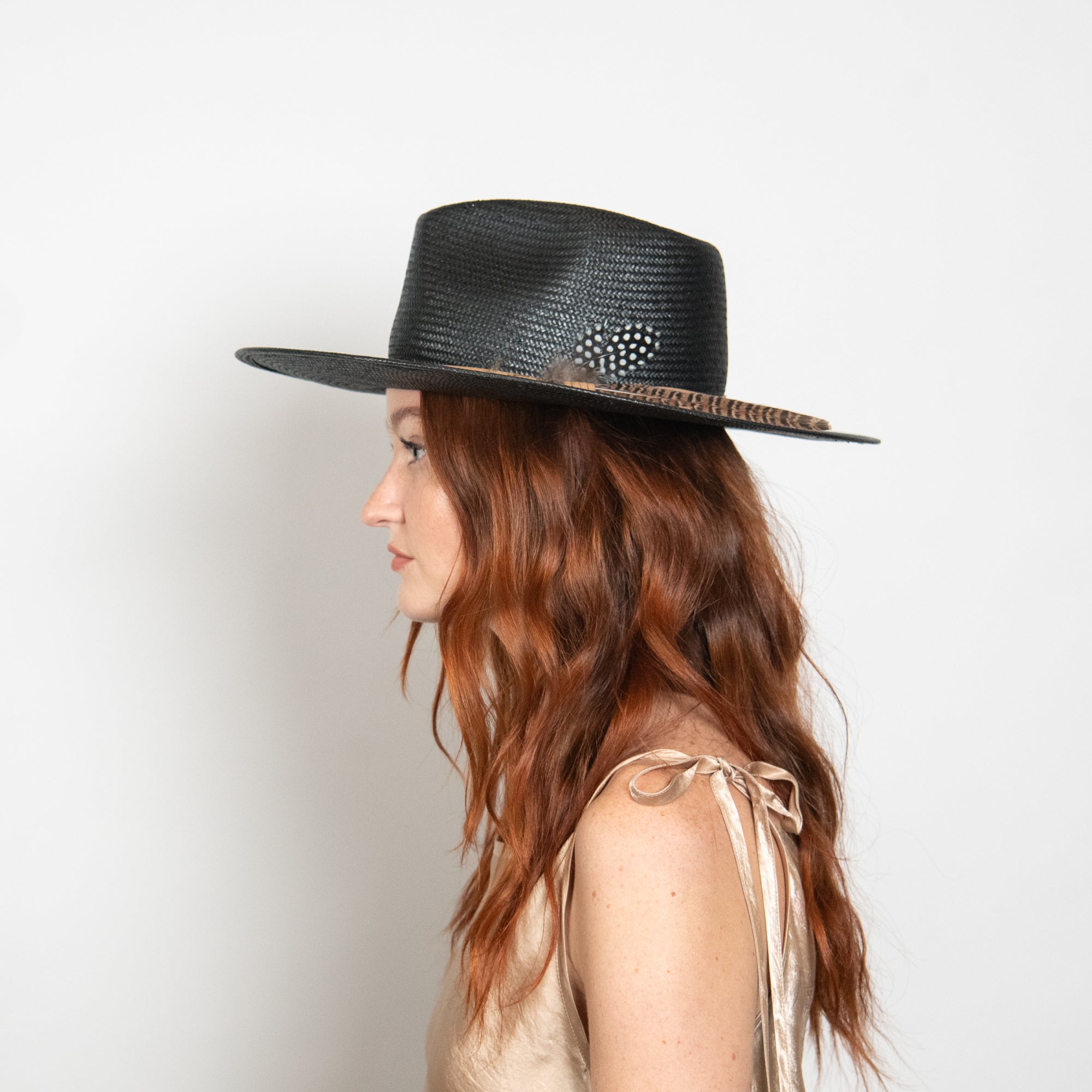 Dahlia Openweave Straw Wide Brim Sun Hat - Black - Image 4