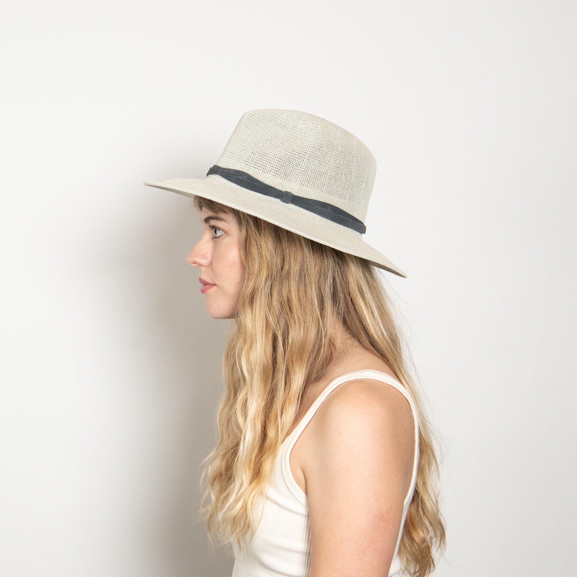 Hollis Lightweight Straw Panama Hat - Grey - Image 4