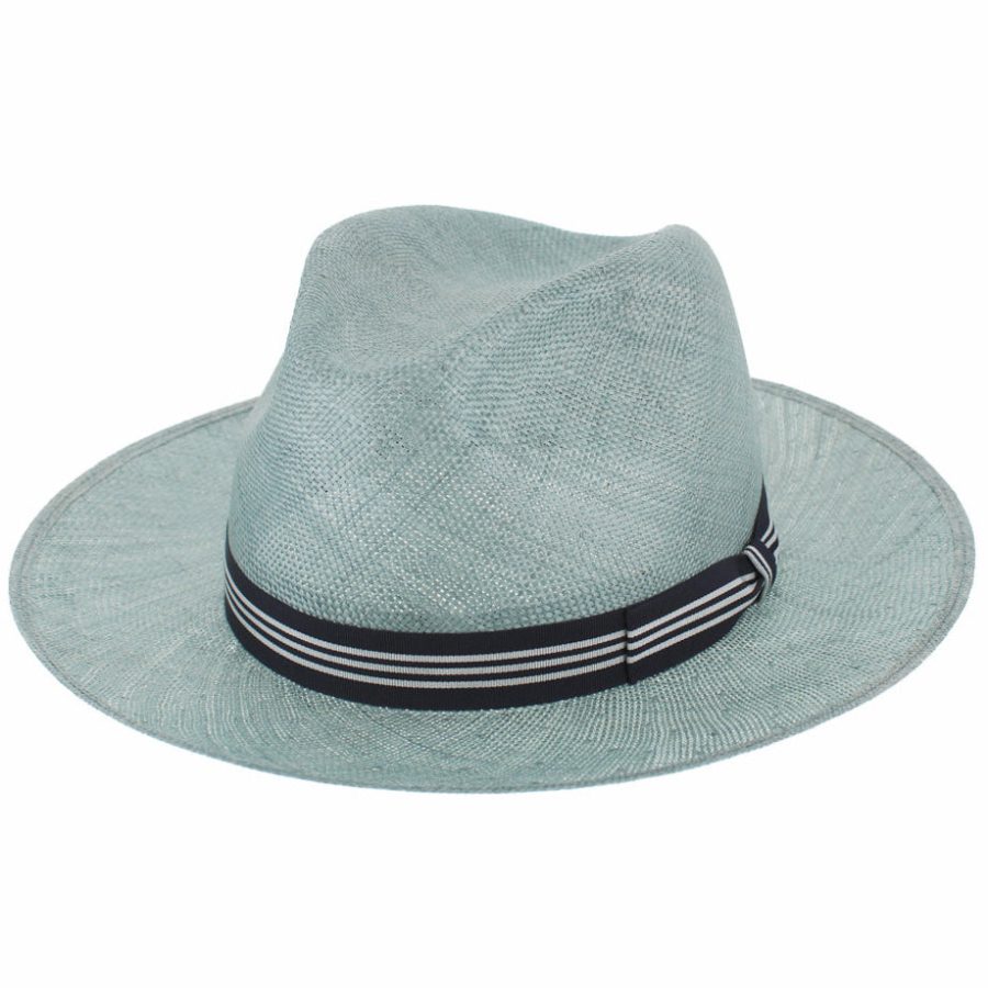 Lightweight Straw Fedora Hat in Cerulean