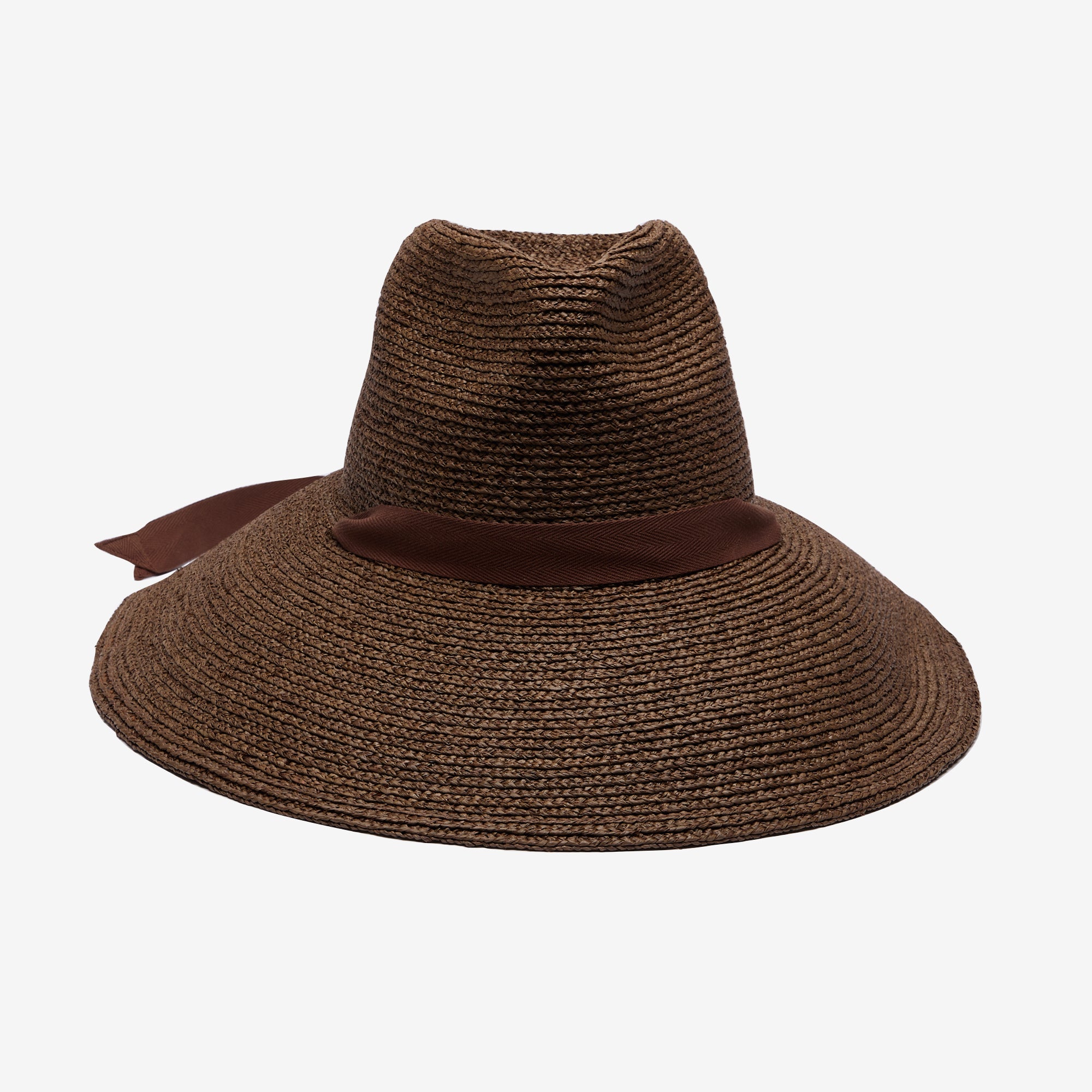 Maple Structured Wide Brim Sun Hat Crafted in Raffia - Chocolate - Image 2