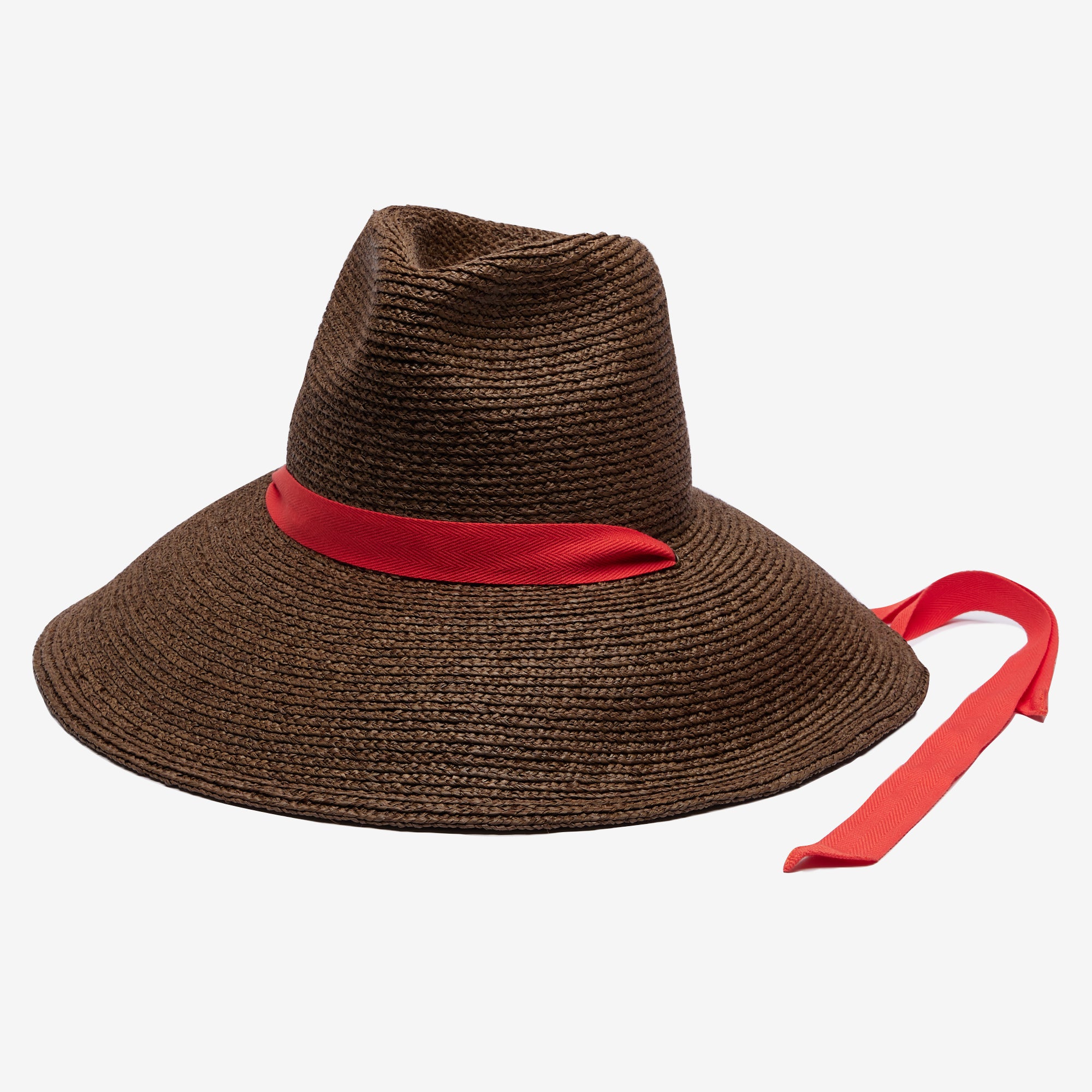 Maple Structured Wide Brim Sun Hat Crafted in Raffia - Chocolate - Image 7