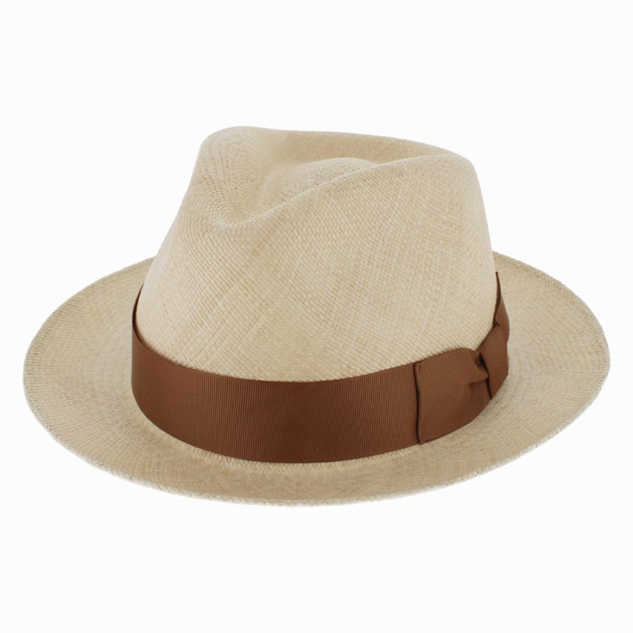 Lightweight Panama Straw Teardrop Crown Fedora Hat