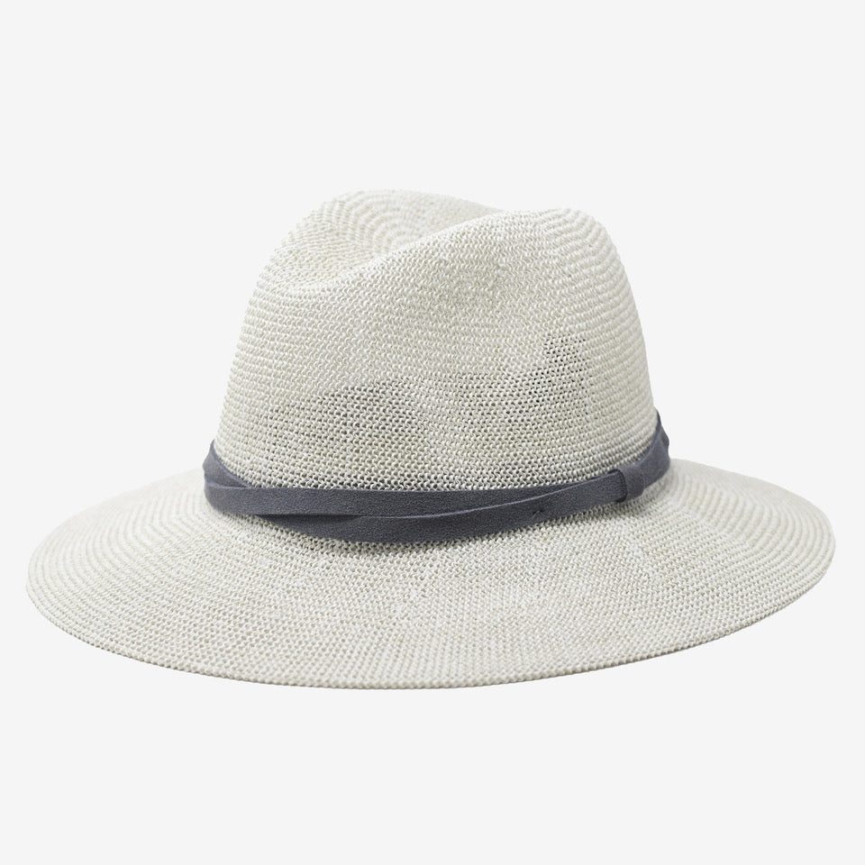Hollis Lightweight Straw Panama Hat - Grey
