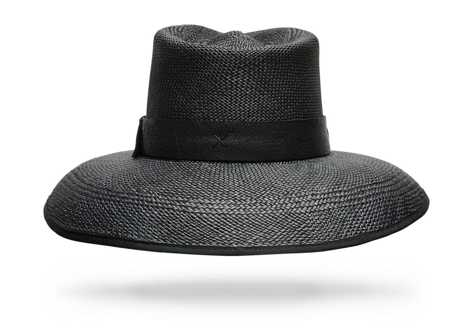 Black Ecuadorian Straw Hat with Leather Band