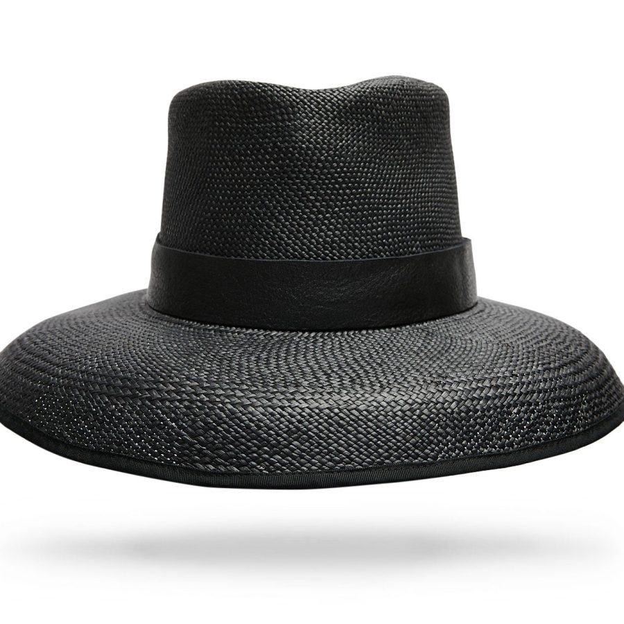 Black Ecuadorian Straw Hat with Leather Band