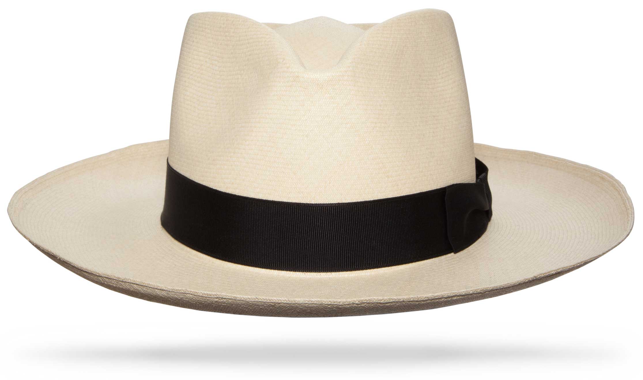 Black Woven Straw Hat with Wide Brim