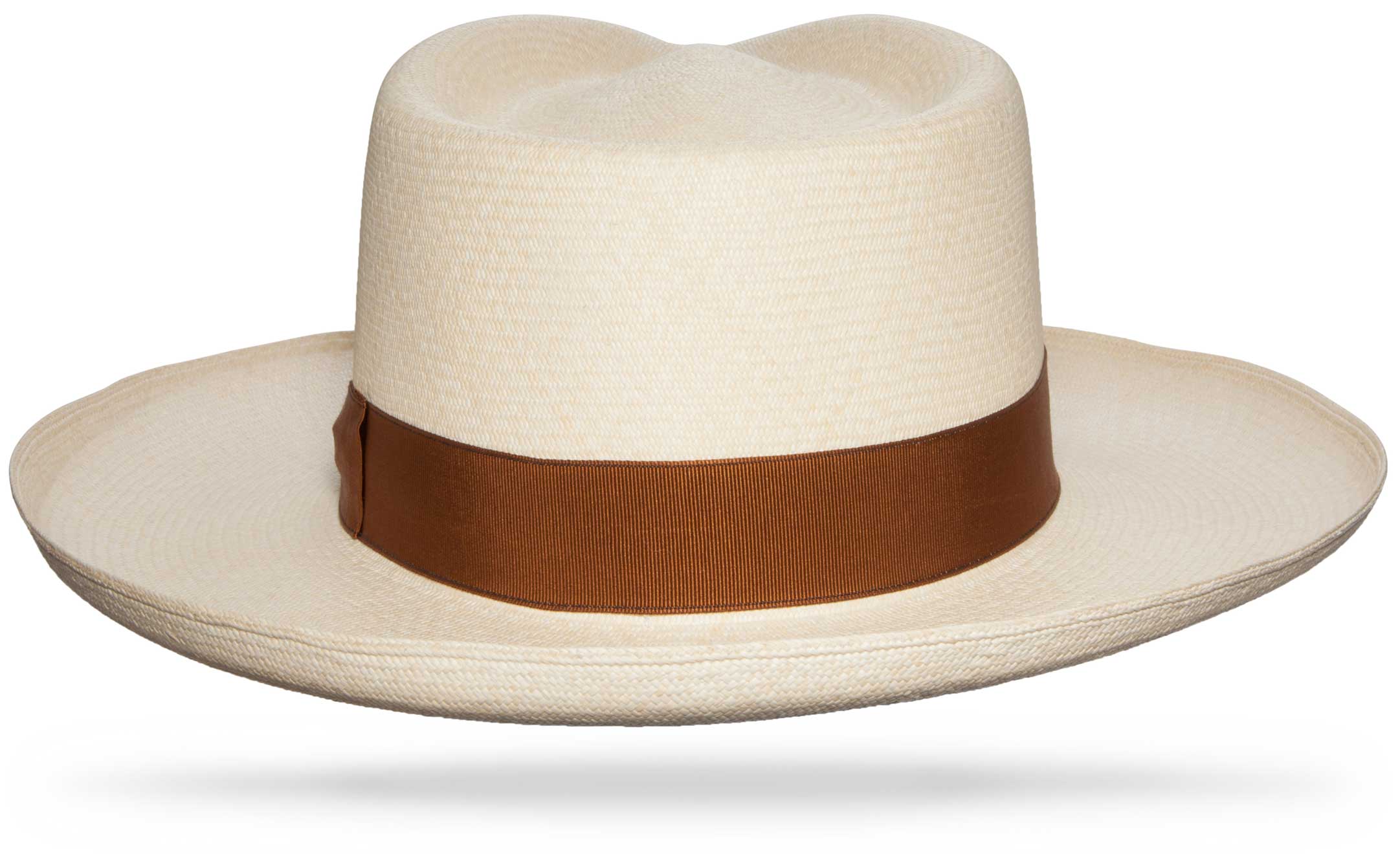 Brown Woven Straw Hat with Balanced Brim